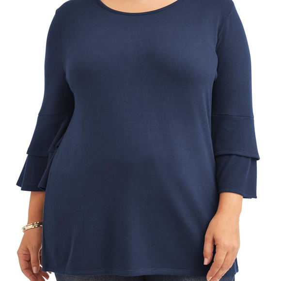 Terra & Sky Tops - Terra & Sky Ruffle Sleeve Blouse Size 1X(16W-18W)